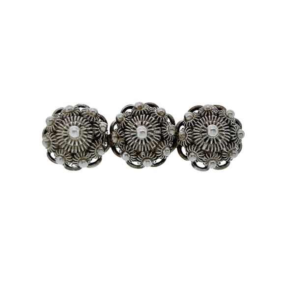 Antique Dutch Sterling Silver Filigree "Zeeuwse Knoop" Button Bar Pin Brooch - Picture 1 of 4